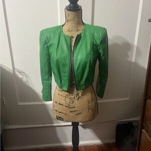 Bebe cropped bolero Green faux Leather Jacket